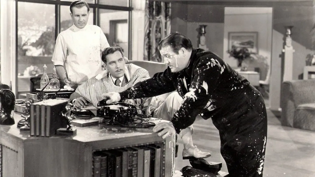 Bud Abbott and Lou Costello in Hollywood backdrop
