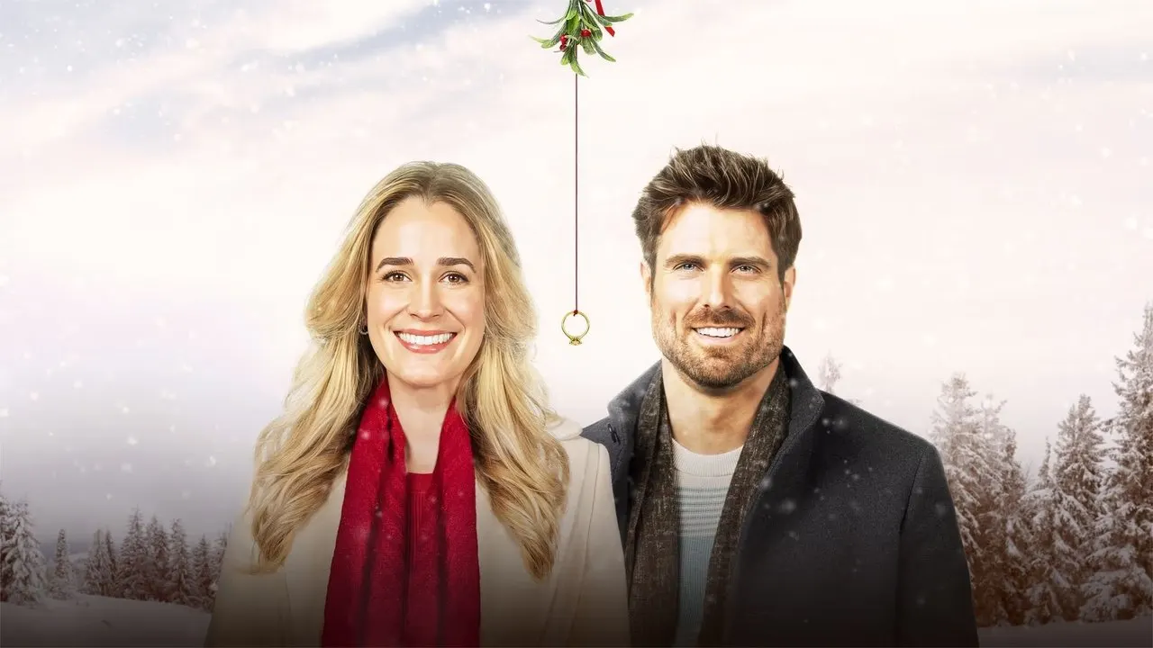 Engaged by Christmas backdrop