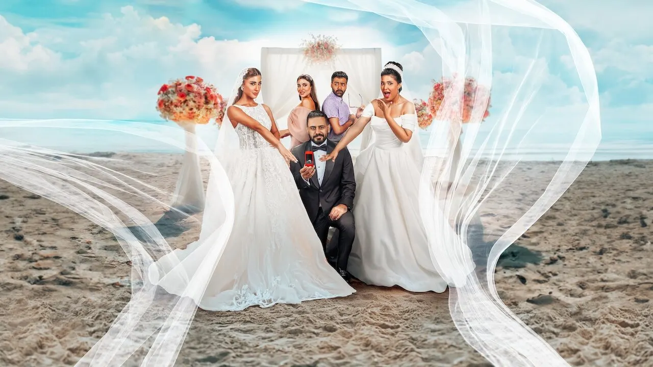 Groom & Two Brides backdrop