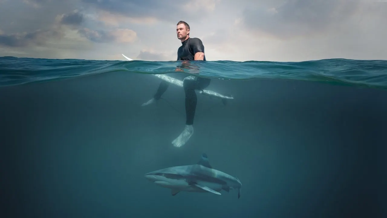 Shark Beach with Chris Hemsworth backdrop