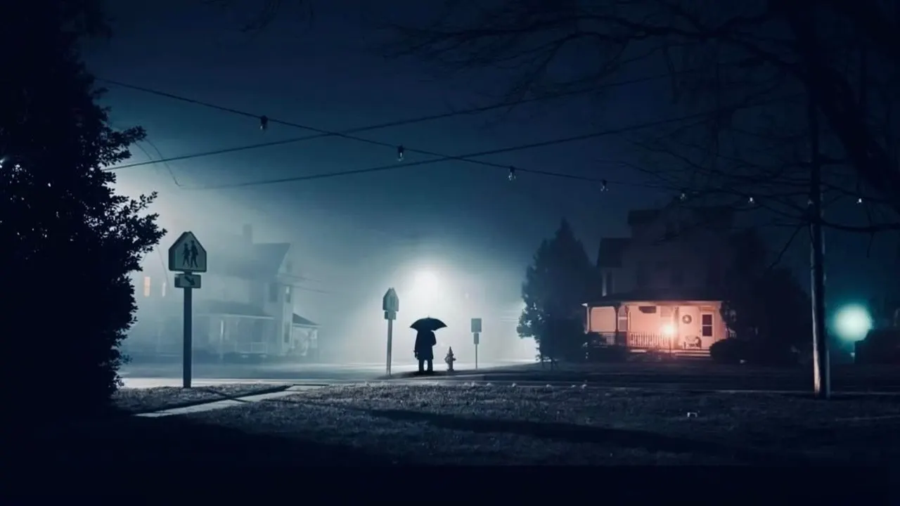 The Man With The Black Umbrella backdrop
